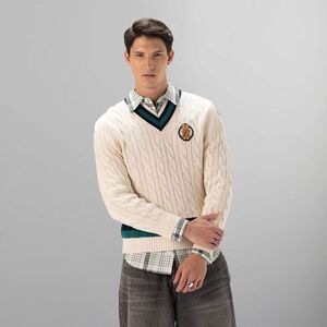 Members Only - Men's Cable Knit Cricket Sweater - Off-White - Sma White